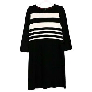 NWT Talbots Dress Size Medium Black White Striped Classic Business Casual Cotton